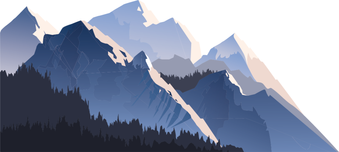 Nature vinyl rug grey forest mountains sun - TenStickers