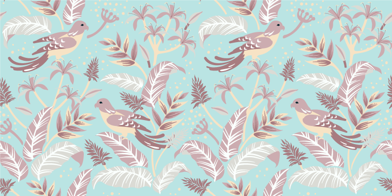 Nature vinyl rug in blue and pink floral design - TenStickers