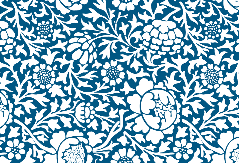 Nature vinyl rug in marine blue floral design - TenStickers