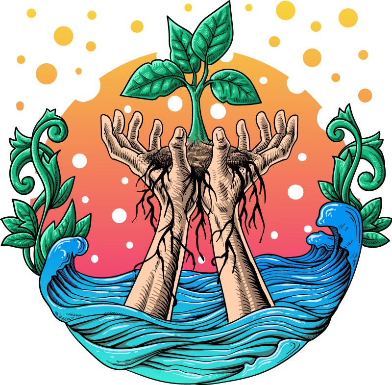 Nature vinyl rug hands nurturing nature - TenStickers