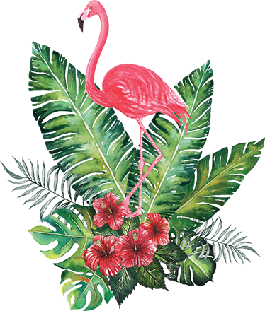 Floral vinyl rug big tropical flamingo - TenStickers