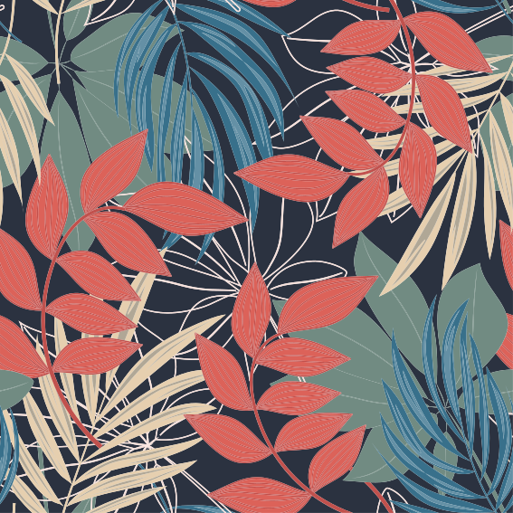 Floral vinyl rug with modern elegant flora and fauna pattern - TenStickers