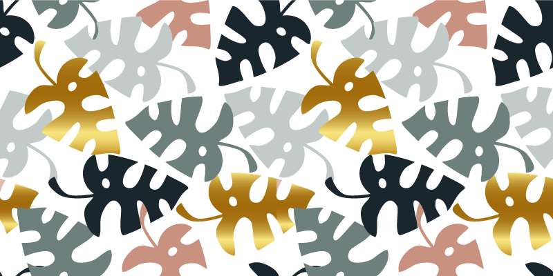 Floral vinyl rug with golden and multicolor leaves - TenStickers