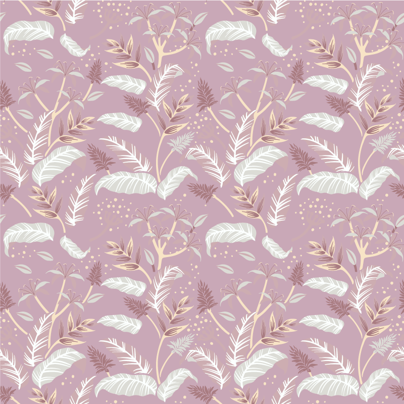 Floral vinyl rug in vintage pink tropical leaf design - TenStickers
