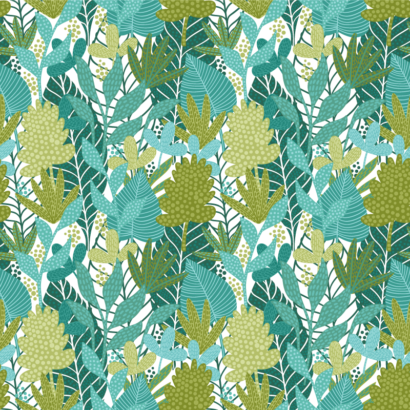 Floral vinyl rug with tropical boho leaves design - TenStickers