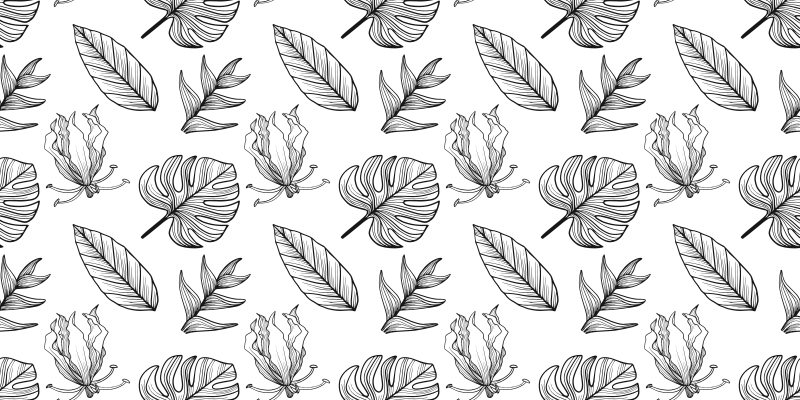 Floral vinyl rug with single-color tropical leaves - TenStickers