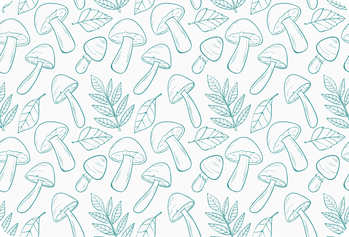 Floral vinyl rug with white and light blue mushrooms - TenStickers