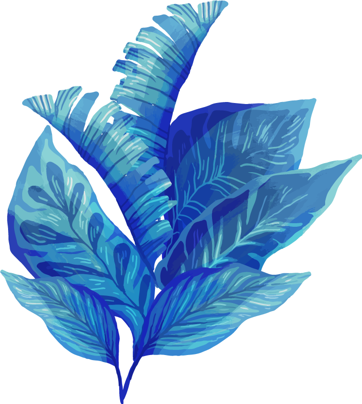 Floral vinyl rug blue leaf design - TenStickers