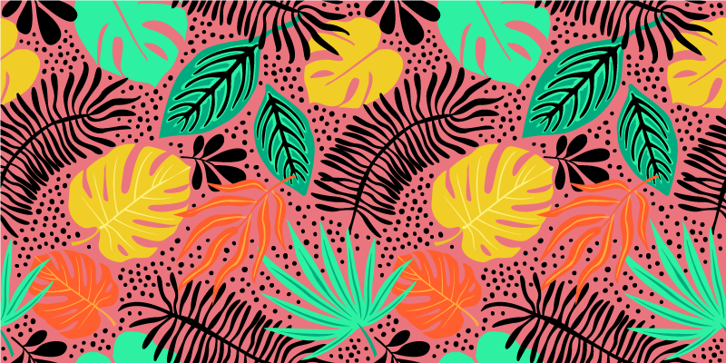 Floral vinyl rug with vibrant leaf designs - TenStickers