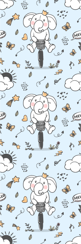 Bedroom vinyl rug with elephant bicycle pattern - TenStickers