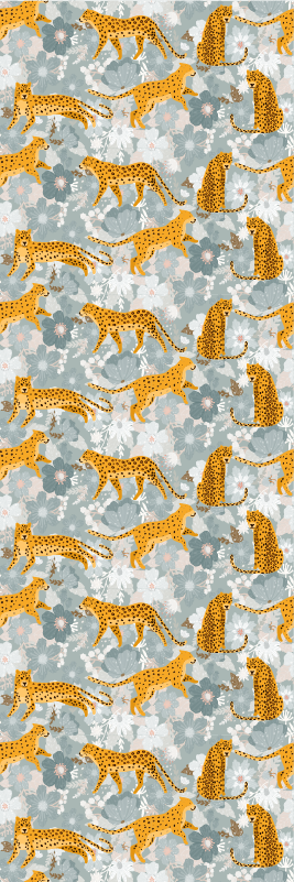 Bedroom vinyl rug with hand drawn exotic animals - TenStickers