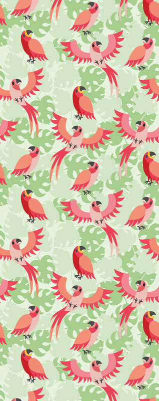 Bedroom vinyl rug with red birds on green leaves - TenStickers