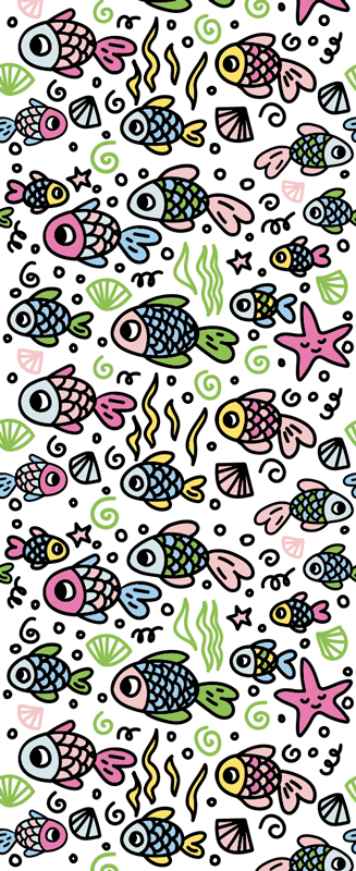 Bedroom vinyl rug with multicolored fish pattern - TenStickers