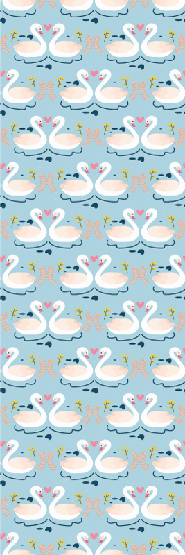 Bedroom vinyl rug with swans in love on blue - TenStickers