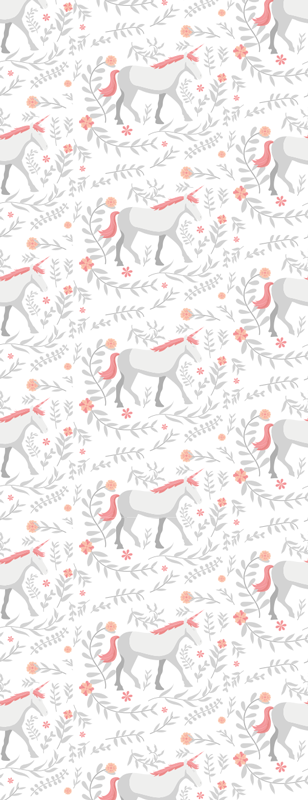 Bedroom vinyl rug with unicorn and leaf pattern - TenStickers