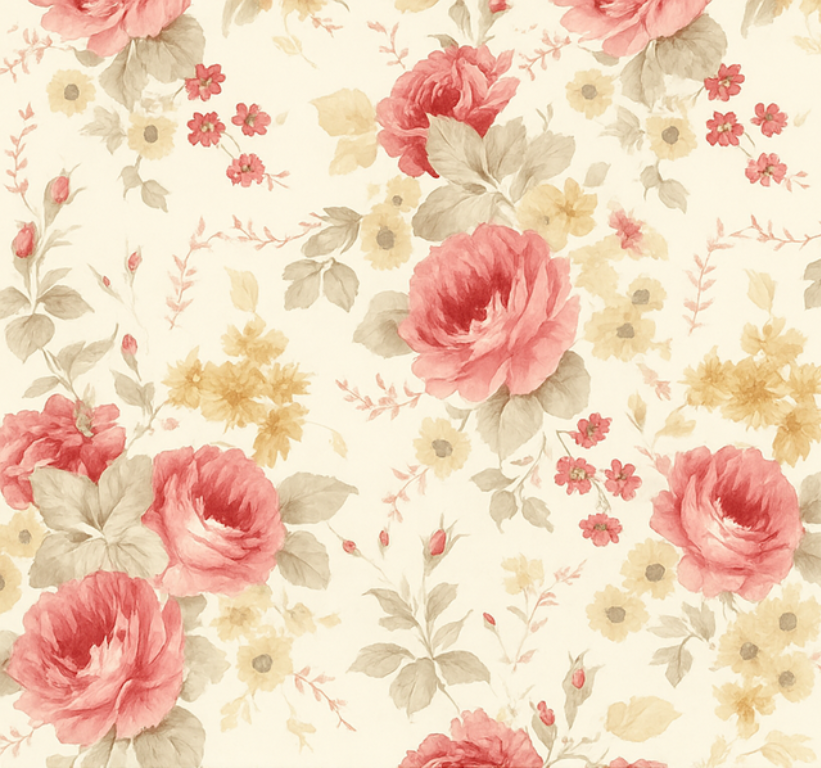 Bedroom vinyl rug romantic floral pattern - TenStickers