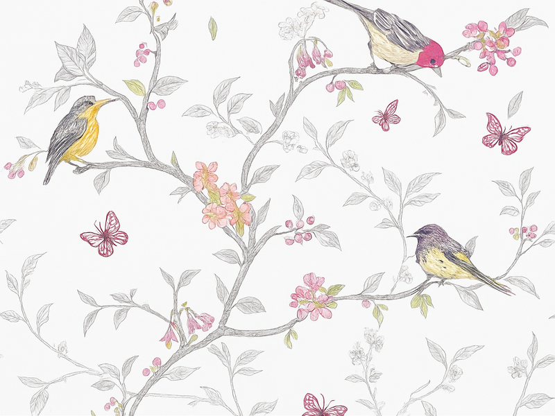 Bedroom vinyl rug with birds on branches design - TenStickers
