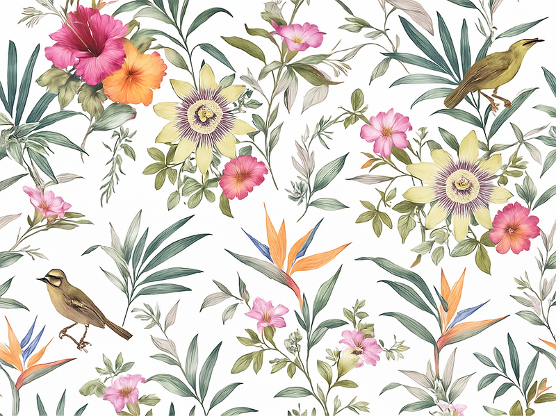 Bedroom vinyl rug with blue floral design - TenStickers