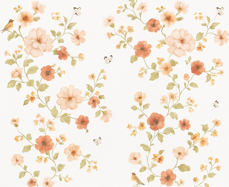 Simple white small flowers bedroom vinyl rug - TenStickers