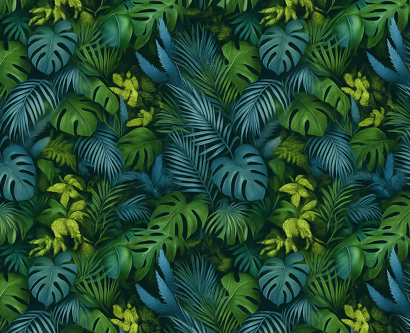 Bedroom vinyl rug in green and blue leaves - TenStickers