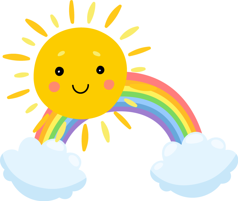 Kids vinyl rug with sky sun and rainbow design - TenStickers