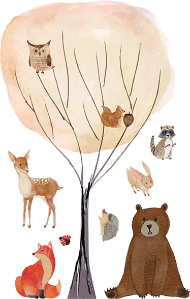 Kids vinyl rug featuring forest animals and trees - TenStickers