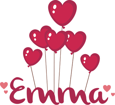 Kids vinyl rug with personalized heart balloons - TenStickers