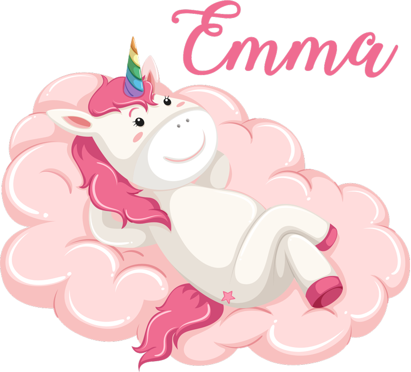 Kids vinyl rug with personalized cloud unicorn - TenStickers