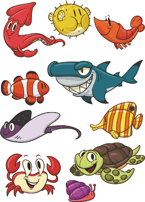 Kids vinyl rug colorful fish set - TenStickers