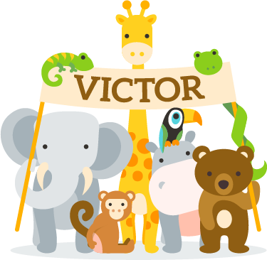 Kids vinyl rug featuring personalized welcoming animals - TenStickers