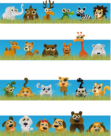 Kids vinyl rug striped with animals - TenStickers