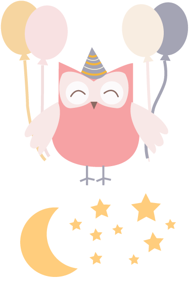 Kids vinyl rug partying owl design - TenStickers