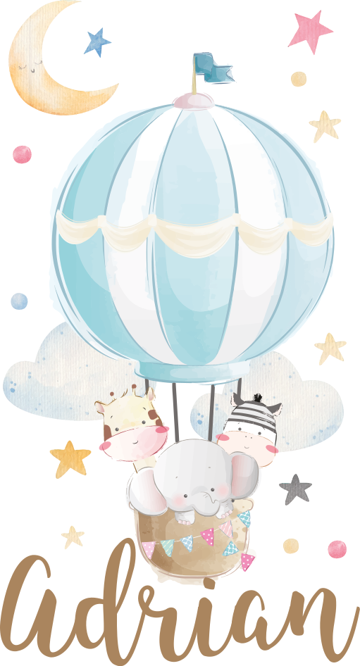 Kids vinyl rug featuring three animals on balloons - TenStickers