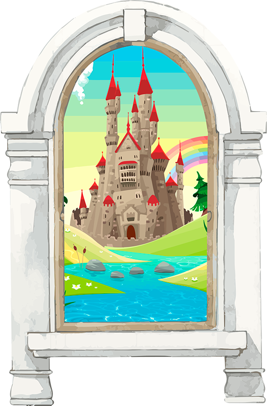 Kids vinyl rug fairy tale landscape - TenStickers