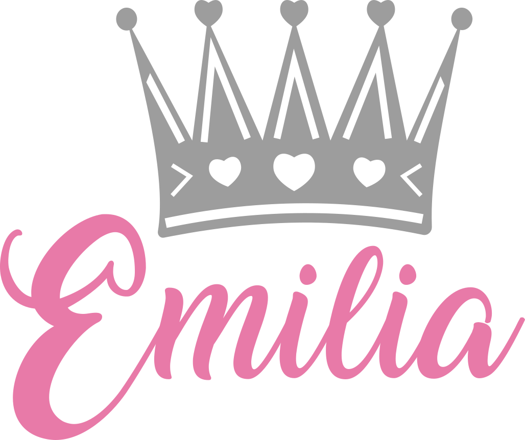 Kids vinyl rug with pink name and silver crown - TenStickers