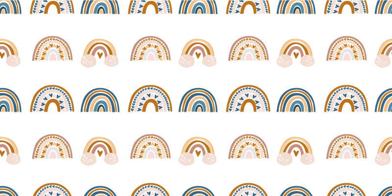 Kids vinyl rug with hand drawn autumn rainbow pattern - TenStickers