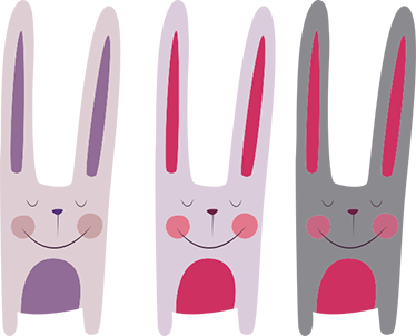 Kids vinyl rug with three cheerful rabbits - TenStickers