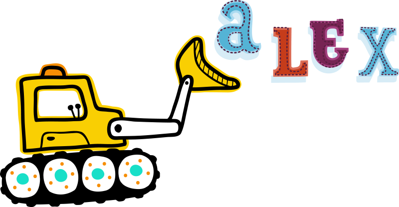 Kids vinyl rug excavator personalized name - TenStickers