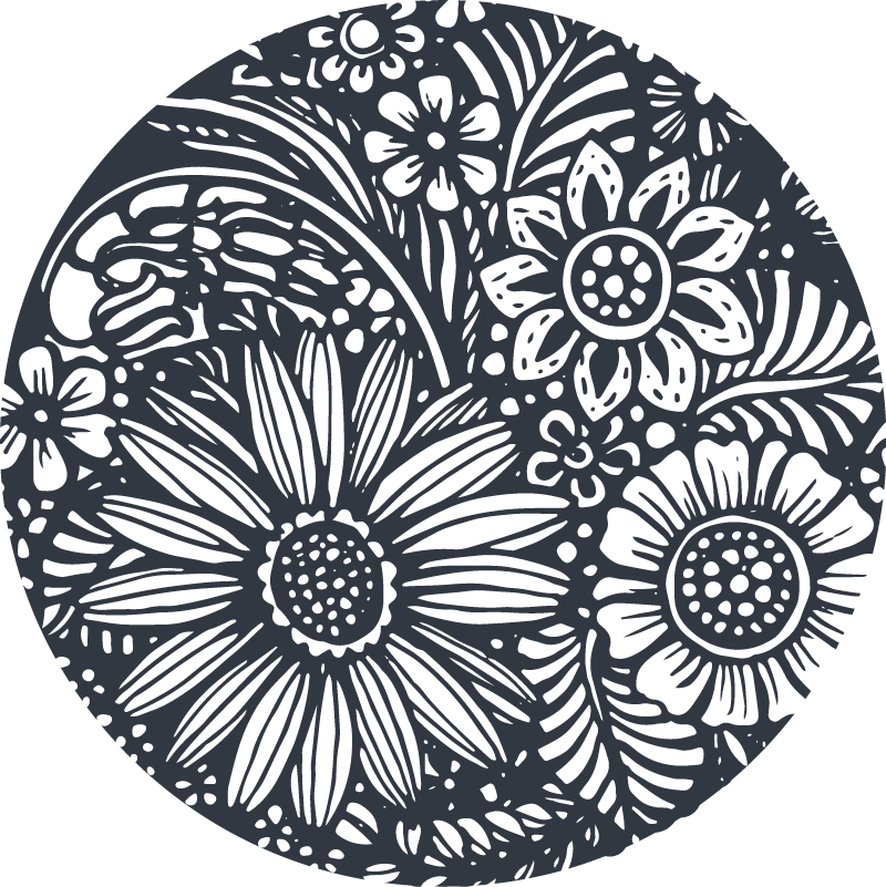 Bedroom vinyl rug with round floral design - TenStickers