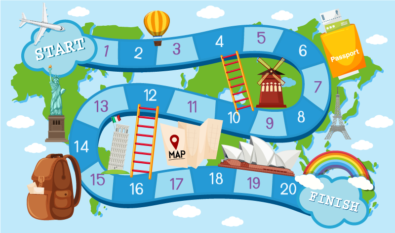 Game vinyl rug board game around the world - TenStickers