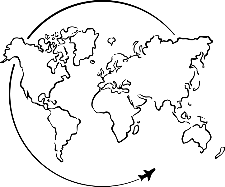 World map vinyl rug circle airplane design - TenStickers