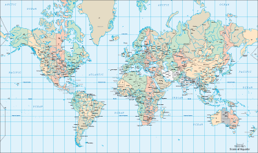 World map vinyl rug english time zones - TenStickers