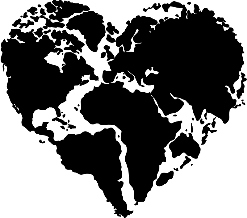 World map vinyl rug heart shape sticker - TenStickers