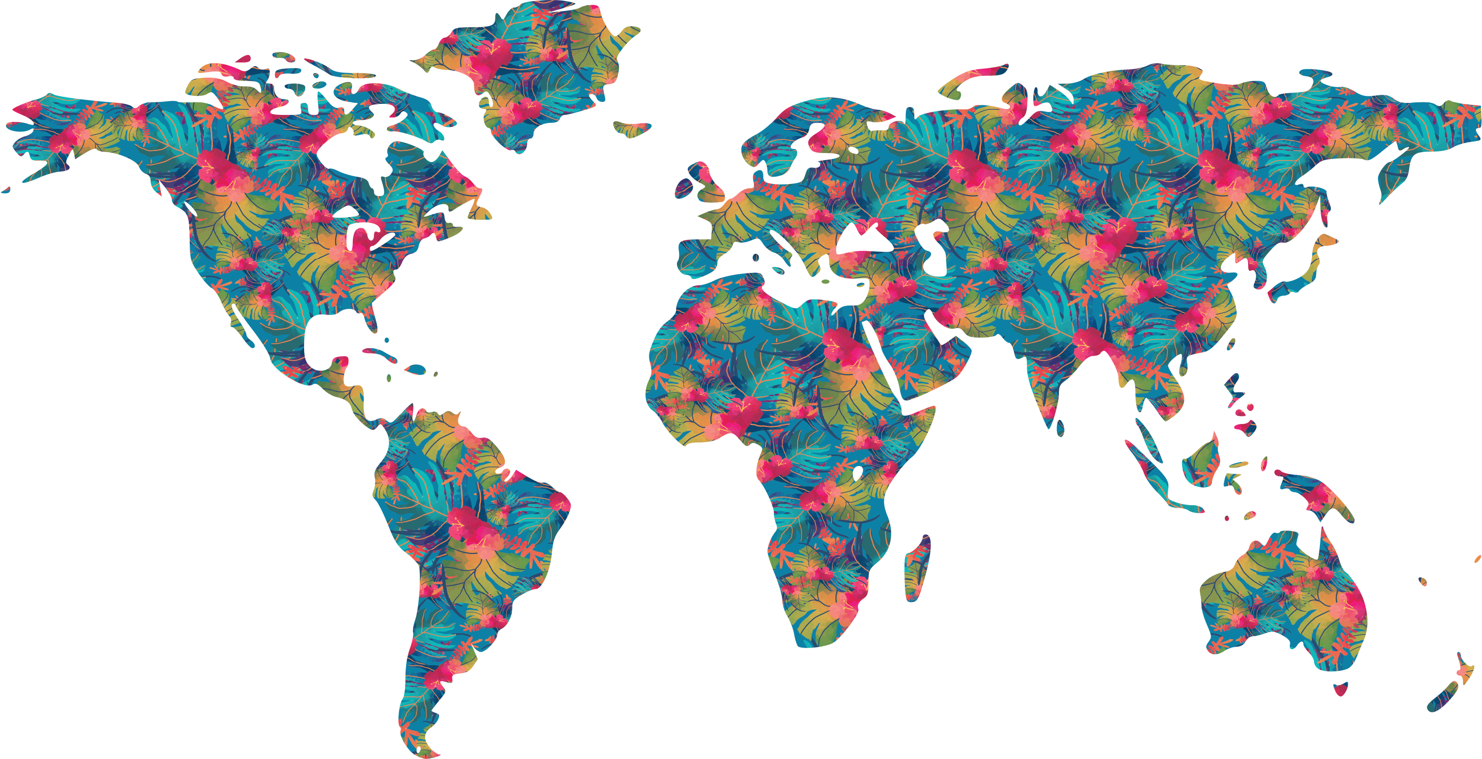 World map vinyl rug jungle printed design - TenStickers