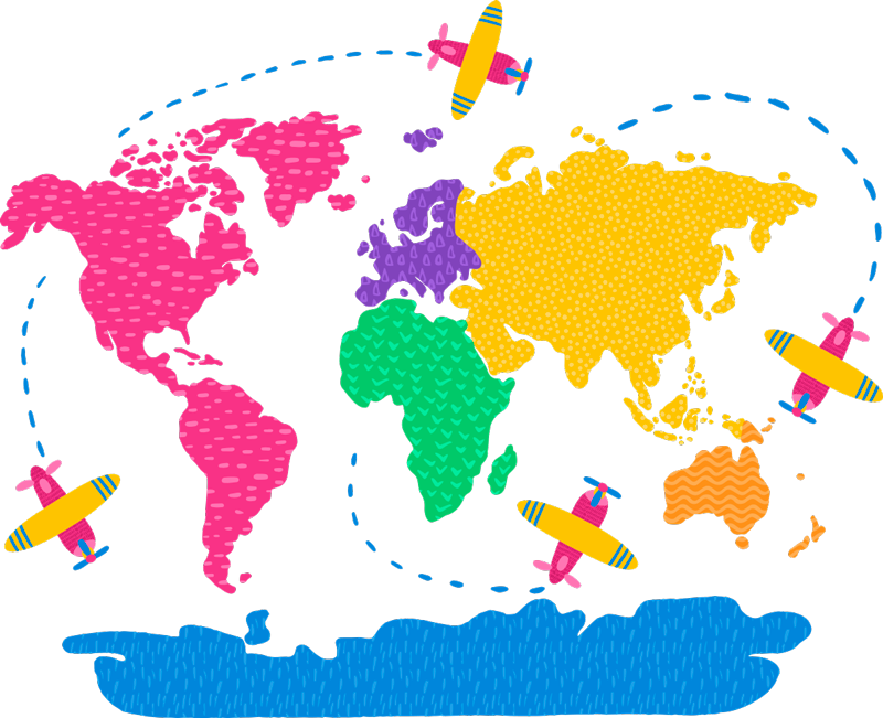 World map vinyl rug travel map design - TenStickers