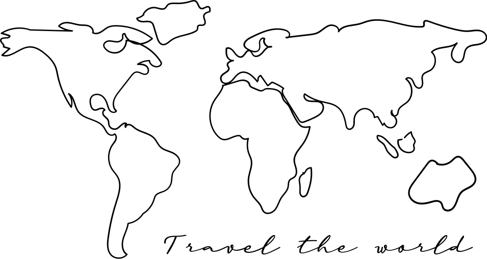 World map vinyl rug with travel text design - TenStickers