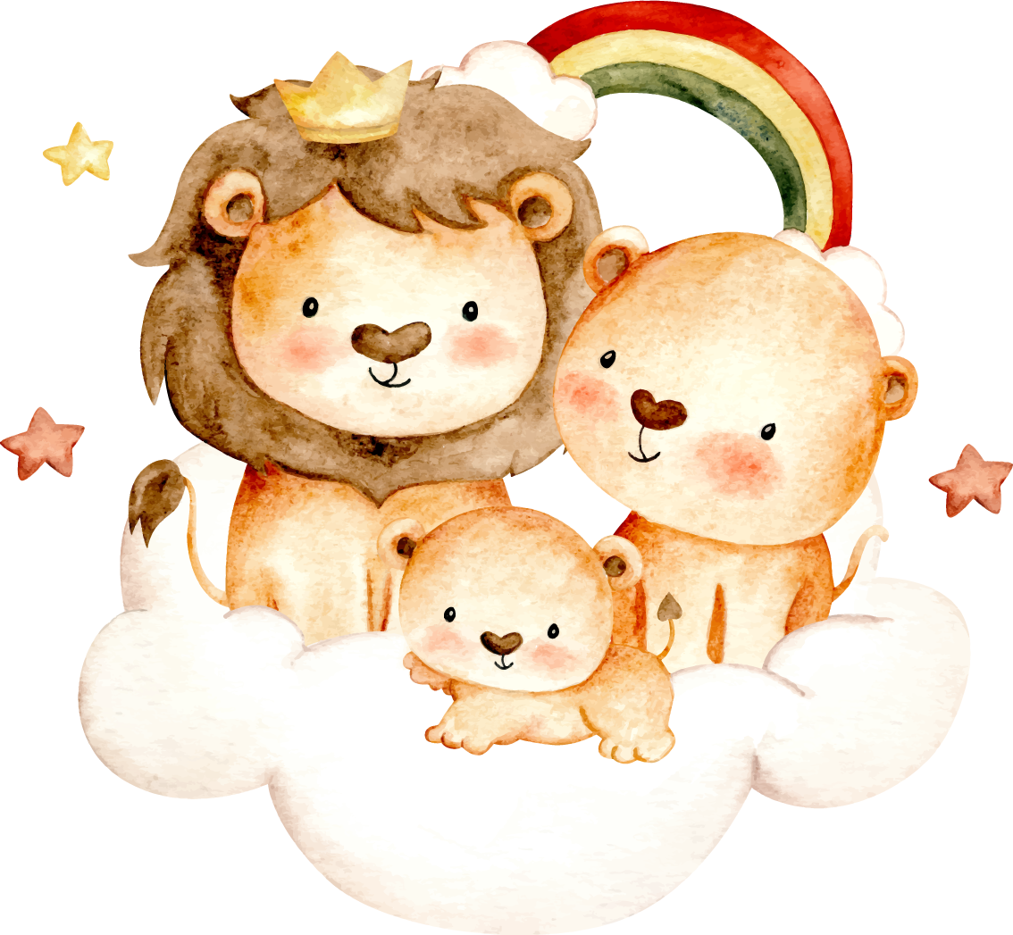 Kids vinyl rug featuring baby animals with stars and clouds - TenStickers