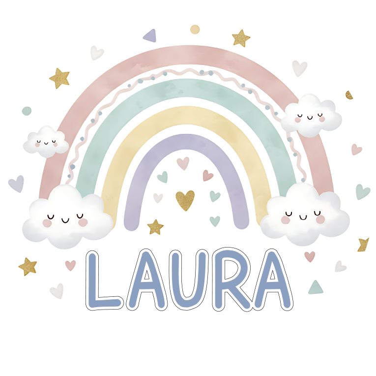 Kids vinyl rug with personalized rainbow design - TenStickers