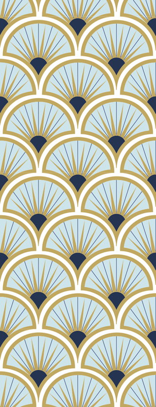 Bathroom vinyl rug in art deco blue shades - TenStickers