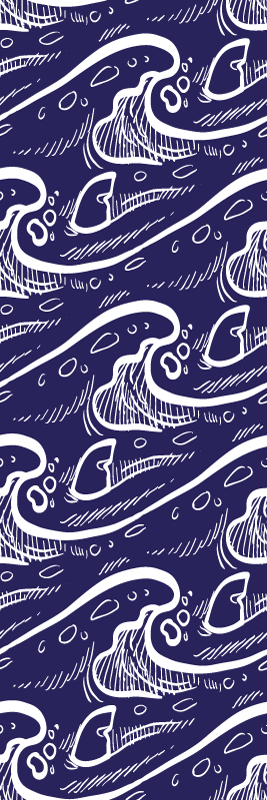 Bathroom vinyl rug with blue wave pattern design - TenStickers